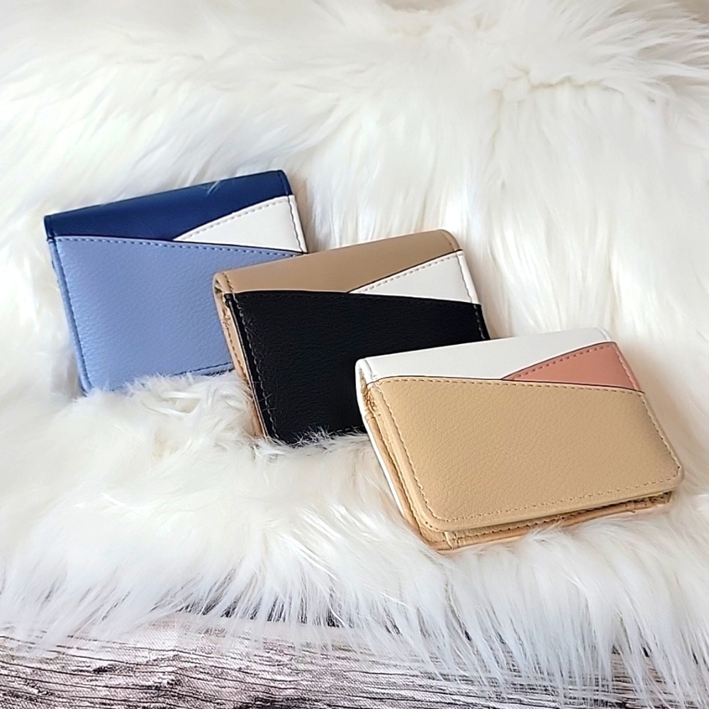 Faux Leather Block Colored Wallet